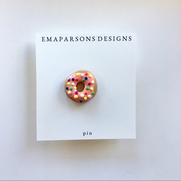 emaparsons designs Jewelry - Strawberry Frosted Sprinkle Donut Pin